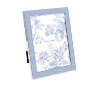 Laura Ashley 5x7 Cashmere Blue Enamel Picture Frame, Silver Metal Edge with Easel, for Countertop, Tabletop Display, Bookshelf, Desk, Wall Décor, Photo Gallery (5x7, Cashmere Blue W/Silver)
