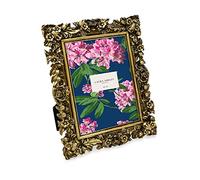 Laura Ashley 5x7 Gold Floral Textured Hand-Crafted Resin Picture Frame with Easel, for Tabletop & Wall Display, Decorative Floral Design Home D cor, Photo Gallery, Art & More (5x7, Gold)