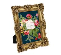 Laura Ashley 5x7 Gold Ornate Textured Hand-Crafted Resin Picture Frame with Easel & Hook for Tabletop & Wall Display, Decorative Floral Design Home Décor, Photo Gallery, Art, More (5x7, Gold)
