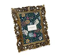 Laura Ashley 5x7 Gold Vintage Inspired Resin Scroll Design Picture Frame with Thin Border, Horizontal & Vertical for Tabletop and Wall Display, Home D cor (5x7, Gold)