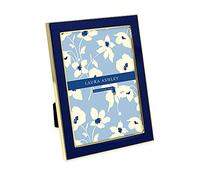Laura Ashley 5x7 Navy Enamel Picture Frame, Gold Metal Edge with Easel, for Countertop, Counterspace, Tabletop Display, Bookshelf, Desk, Wall Décor, Photo Gallery (5x7, Navy W/Gold)