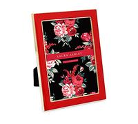 Laura Ashley 5x7 Red Enamel Picture Frame, Gold Metal Edge with Easel, for Countertop, Counterspace, Tabletop Display, Bookshelf, Desk, Wall Décor, Photo Gallery (5x7, Red W/Gold)