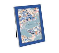 Laura Ashley 5x7 Riverside Blue Enamel Picture Frame, Silver Metal Edge with Easel, for Countertop, Tabletop Display, Bookshelf, Desk, Wall Décor, Photo Gallery (5x7, Riverside Blue W/Silver)