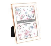 Laura Ashley 5x7 White Enamel Picture Frame, Rose Gold Metal Edge with Easel, for Countertop, Counterspace, Tabletop Display, Bookshelf, Desk, Wall Décor, Photo Gallery