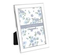 Laura Ashley 5x7 White Enamel Picture Frame, Silver Metal Edge with Easel, for Countertop, Counterspace, Tabletop Display, Bookshelf, Desk, Wall Décor, Photo Gallery