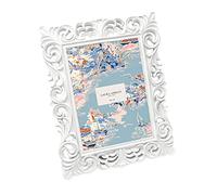 Laura Ashley 5x7 White Vintage Inspired Resin Scroll Design Picture Frame with Thin Border, Horizontal & Vertical for Tabletop and Wall Display, Home Décor (5x7, White)