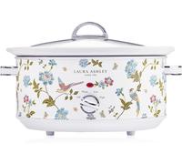 Laura Ashley Slow Cookers 6.5 Litres. Large Capacity Slow Cooker for 8 to 10 People. Energy Efficient Slow-Cooker with 3 Heat Settings. Detachable Ceramic Pot with Tempered Glass Lid - Elveden White