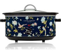 Laura Ashley Slow Cookers 6.5 Litres. Large Capacity Slow Cooker for 8 to 10 People. Energy Efficient Slow-Cooker with 3 Heat Settings. Detachable Ceramic Pot with Tempered Glass Lid - Elveden Navy