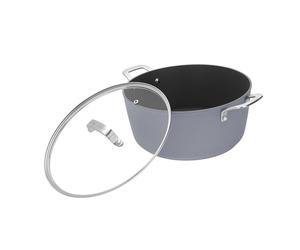 Laura Ashley 6.6L Non Stick Casserole Pot with Lid - 10 Years Guarantee Forged Aluminium Large Stock Pot - Large Casserole Dish for Multi-Hob & Induction - Easy to Wash & Oven Safe - Dark Slate