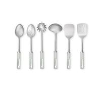 Laura Ashley 6-Pcs Stainless Steel Kitchen Utensils Set - Dishwasher Safe, Soft Grip, Heat Resistant - Cooking Utensils Set Includes Spatulas for Cooking, Spoon, Slotted Spoon, Ladle, Spaghetti Server