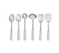 Laura Ashley 6-Pcs Stainless Steel Kitchen Utensils Set - Dishwasher Safe, Soft Grip, Heat Resistant - Cooking Utensils Set Includes Spatulas for Cooking, Spoon, Slotted Spoon, Ladle, Spaghetti Server