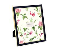 Laura Ashley 8x10 Black Enamel Picture Frame, Gold Metal Edge with Easel, for Countertop, Counterspace, Tabletop Display, Bookshelf, Desk, Wall D cor, Photo Gallery (8x10, Black W/ Gold)
