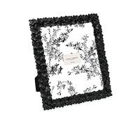 Laura Ashley 8x10 Black Flower Textured Hand-Crafted Resin Picture Frame w/Easel & Hook for Tabletop & Wall Display, Decorative Floral Design Home D cor, Photo Gallery, Art (8x10, Black)
