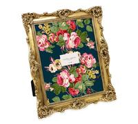Laura Ashley 8x10 Gold Ornate Textured Hand-Crafted Resin Picture Frame with Easel & Hook for Tabletop & Wall Display, Decorative Floral Design Home Decor, Photo Gallery, Art, More (8x10, Gold)