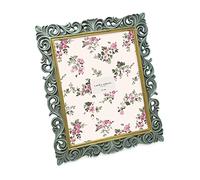 Laura Ashley 8x10 Light Blue w/Gold Vintage Inspired Resin Scroll Design Picture Frame with Thin Border, Horizontal & Vertical for Tabletop and Wall Display, Home D cor (8x10, Light Blue w/Gold)