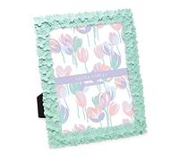 Laura Ashley 8x10 Mint Green Flower Textured Hand-Crafted Resin Picture Frame w/Easel & Hook for Tabletop & Wall Display, Decorative Floral Design Home Décor, Photo Gallery, Art (8x10, Mint Green)