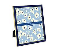 Laura Ashley 8x10 Navy Enamel Picture Frame, Gold Metal Edge with Easel, for Countertop, Counterspace, Tabletop Display, Bookshelf, Desk, Wall Décor, Photo Gallery (8x10, Navy W/Gold)