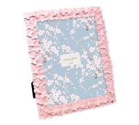 Laura Ashley 8x10 Pink Flower Textured Hand-Crafted Resin Picture Frame with Easel & Hook for Tabletop & Wall Display, Decorative Floral Design Home Décor, Photo Gallery, Art, More (8x10, Pink)