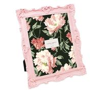 Laura Ashley 8x10 Pink Ornate Textured Hand-Crafted Resin Picture Frame with Easel & Hook for Tabletop & Wall Display, Decorative Floral Design Home Décor, Photo Gallery, Art, More (8x10, Pink)