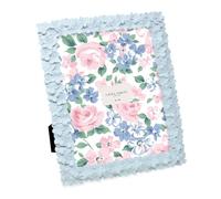 Laura Ashley 8x10 Powder Blue Flower Textured Hand-Crafted Resin Picture Frame w/Easel & Hook for Tabletop & Wall Display, Decorative Floral Design Home Décor, Photo Gallery, Art (8x10, Powder Blue)