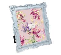 Laura Ashley 8x10 Powder Blue Ornate Textured Hand-Crafted Resin Picture Frame w/Easel & Hook for Tabletop & Wall Display, Decorative Floral Design Home Décor, Photo Gallery, Art (8x10, Powder Blue)