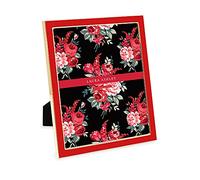 Laura Ashley 8x10 Red Enamel Picture Frame, Gold Metal Edge with Easel, for Countertop, Counterspace, Tabletop Display, Bookshelf, Desk, Wall Décor, Photo Gallery (8x10, Red W/Gold)