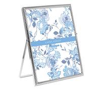 Laura Ashley 8x10 Silver Rope Metal Picture Frame (Vertical) with Pull-Out Easel Stand, Made for Tabletop, Counterspace, Shelf and Desk