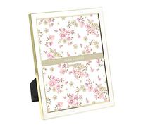 Laura Ashley 8x10 White Enamel Picture Frame, Gold Metal Edge with Easel, for Countertop, Counterspace, Tabletop Display, Bookshelf, Desk, Wall Décor, Photo Gallery