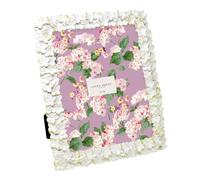 Laura Ashley 8x10 White & Gold Flower Textured Hand-Crafted Resin Picture Frame w/Easel & Hook for Tabletop & Wall Display, Decorative Floral Design Home Décor, Photo Gallery, Art (8x10, White/Gold)