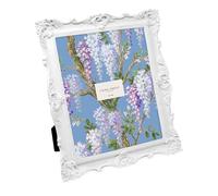 Laura Ashley 8x10 White Ornate Textured Hand-Crafted Resin Picture Frame with Easel & Hook for Tabletop & Wall Display, Decorative Floral Design Home Décor, Photo Gallery, Art, More (8x10, White)
