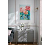 Laura Ashley Abstract Peonies Print in a White Frame - White - 50x70