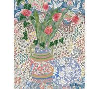 Laura Ashley Abstract Tulips Print In A Wood Frame - 40 X 50Cm