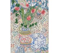 Laura Ashley Abstract Tulips Print In A Wood Frame - 50 X 70Cm