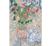 Laura Ashley Abstract Tulips Print In A Wood Frame - 70 X 100Cm