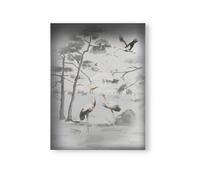 Laura Ashley Animalia Cranes Grey Canvas Art (H)80Cm X (W)60Cm