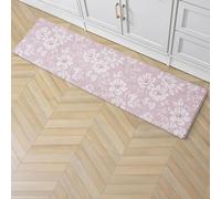 Laura Ashley - Anti-Fatigue Kitchen Mat, Iris Floral Design, Stain, Water & Fade Resistant, Cooking & Standing Relief, Non-Slip Backing, Measures 17.5" x 60", Soft Pink Iris
