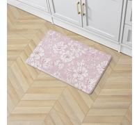 Laura Ashley - Anti-Fatigue Kitchen Mat, Iris Floral Design, Stain, Water & Fade Resistant, Cooking & Standing Relief, Non-Slip Backing, Measures 17.5" x 32", Soft Pink Iris