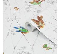 Laura Ashley Aviary Natural Animal Smooth Wallpaper Sample