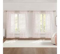 Laura Ashley Barnette Window Curtains with Rod Pocket, 84-inch Length, 4 Panels Set, Semi-Sheer Light Filtering, Blush