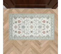 Laura Ashley Beige Aure Floral Machine Washable & Slip Resistant 26" x 45" Accent Rug