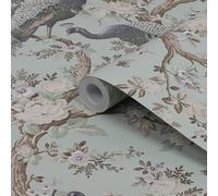 Laura Ashley Belvedere Duck Egg Peacock Smooth Wallpaper Sample