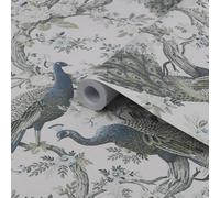 Laura Ashley Belvedere Midnight Peacock Smooth Wallpaper