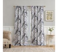 Laura Ashley Belvedere Window Curtains with Rod Pocket, 108-inch Length, 2 Panels Set, Canvas Light Filtering, Peacock