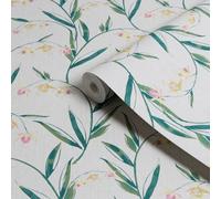 Laura Ashley Fulwell Fuchsia Pale Slate Grey Floral Wallpaper One Size Pale Slate Grey