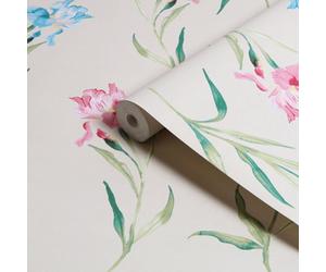 Laura Ashley Botanical Diary Soft Natural Hawling Irises Smooth Wallpaper