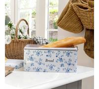 Laura Ashley Carbon Steel China Rose Bread Bin - White