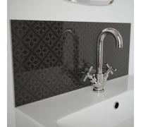 Laura Ashley Mr Jones Metallic Charcoal Glass Bathroom Splashback 250Mm X 600Mm X 4Mm, Grey