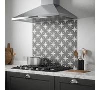 Laura Ashley Charcoal Wicker Geometric Self-Adhesive Glass Splashback, (H)750mm (W)900mm (T)6mm