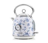 Laura Ashley China Rose 1.7 Litre Stainless Steel Electric Kettle - 3KW Kettles Electric Fast Boil Quiet - Pyramid, Retro Kettle Cordless with 360 Degree Base, Overheating & Boil Dry Protection