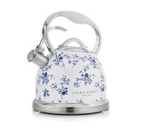 Laura Ashley China Rose Stainless Steel 2.5L Stove Top Kettle. Fast Boil Whistling Kettle for Gas Hob, Induction Hob. Silicon Coated Cool Handle Camping Kettle for Gas Stove. Compatible with Aga Stove